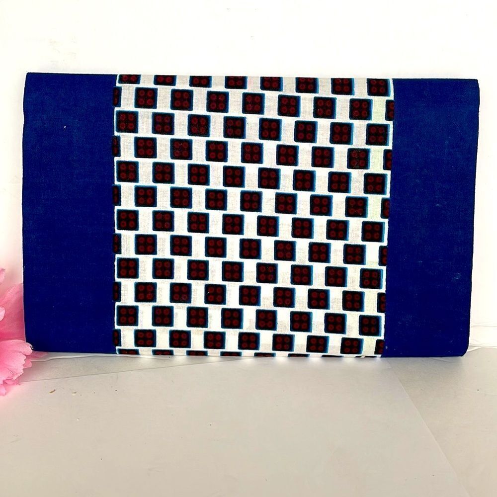 BLUE AND CHECKED HAND CRAFTED CLUTCH - Picture 2 of 6